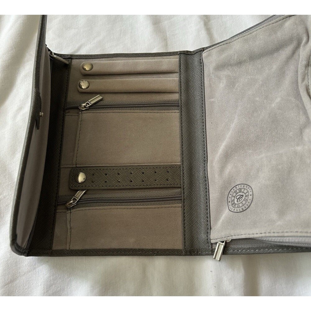 Elegant Gray Women's Jewelry Travel Case Portable Storage Organizer